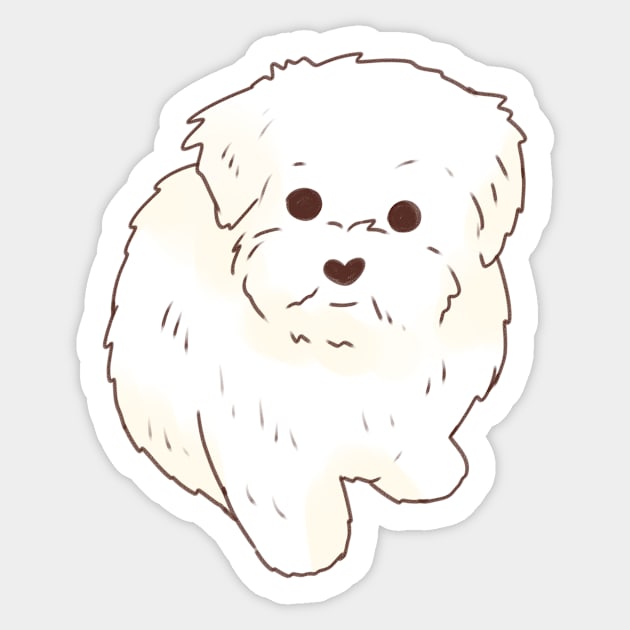 Maltese sitting illustration Sticker by Mayarart